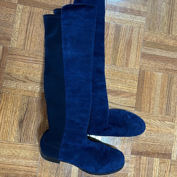 Stuart Weitzman navy suede boots - Picture 2 of 6